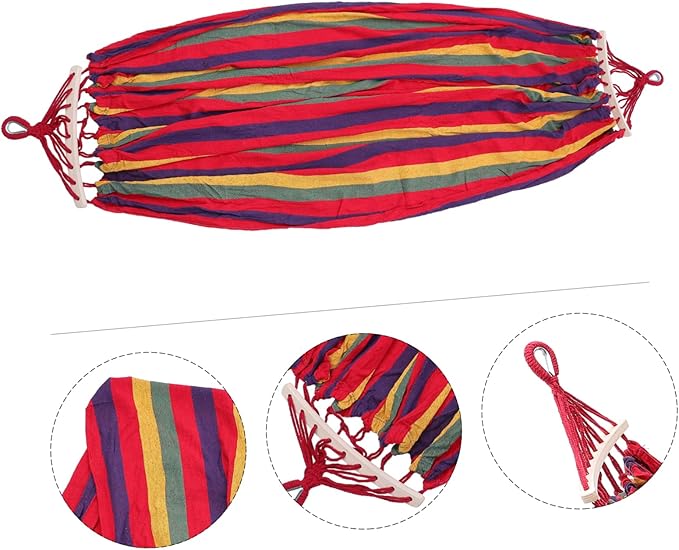 Camping Hammock Stand Tent Portable Outdoor Lounger for Garden Striped Canvas Swing Bed for Adults Boys and Girls