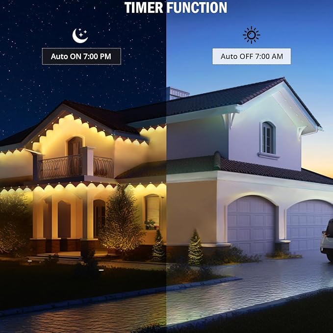 Smart Outdoor Christmas Lights 36 LED 54 Scene Modes IP68 Waterproof Compatible with Alexa &amp Google Assistant (52 Ft)
