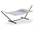 GarveeLife 57 2 Person Outdoor Hammock Widening Design Cotton Hammock with Metal Stand Heavy Duty Construction 450 LBS Weight Capacity Light Grey