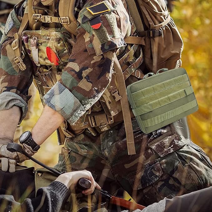 Tactical First Aid Kit 1000D Pouch Emergency Survival Gear Bag Backpack Attachment Medical Pocket Tool for Military Camping Outdoor Travel Hiking Camping Khaki