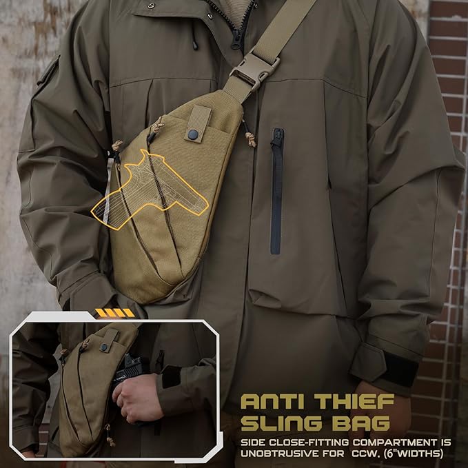 WYNEX Tactical Crossbody Sling BagConcealed Carry Bag for Men WomenAnti Theft Crossbody Bags CCW Bags EDC Carry