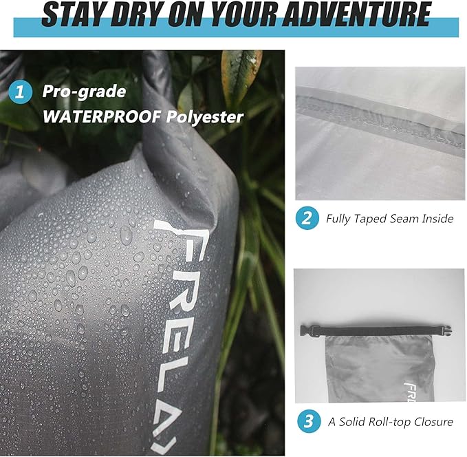 Frelaxy Dry Bag 3-Pack/5-Pack Ultralight Dry Sack Outdoor Bags Keep Gear Dry for Hiking Backpacking Kayaking Camping Swimming Boating