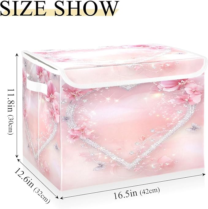 senya Valentines Baskets Collapsible Storage Bins with Lids Love Butterfly Storage Boxes Clothes Baskets for Organizing