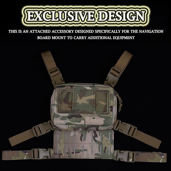 Laser-Cut Adjustable MOLLE Panel Tactical Chest Bag with Quick-Release System Detachable Recon Utility Kit