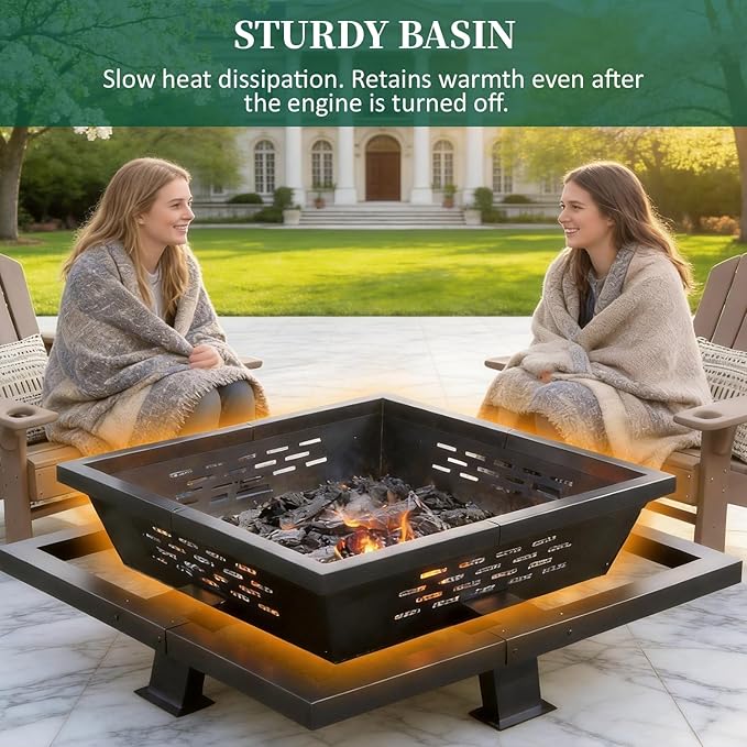 36 Inch Fire Pit for Outside Outdoor Wood Burning Firepit with Poker Heavy Duty Fire Pit for Camping Backyard Patio
