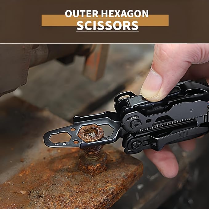 Multi Tool 19-in-1 Full-Size Lightweight EDC Multi-Purpose Pliers Household Screwdriver Camping Outdoor Gear Nylon Bag Tools Gifts for Guys Gifts for Hunters Men who have Everything (Black)