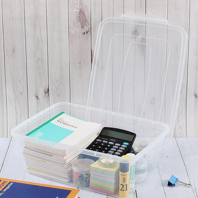 2-Pack 16 Quart Plastic Storage Box Bin with Lid Clear Latching Storage Bin