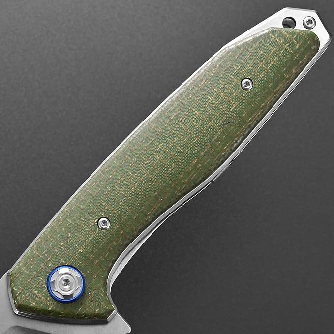 Eafengrow EF972 Folding Knife D2 Steel Blade Micarta Handle Pocket Knife Folder for Outdoor Camping Hiking Working EDC Tool Knife(army green)