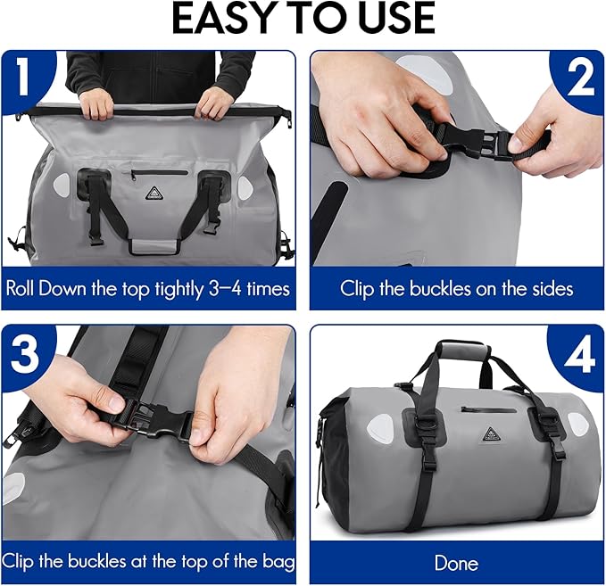Haimont Waterproof Duffel Bag Roll-top Dry Duffel Bag with Quick-fixed Straps for Motorcycling Rafting Boating SUP Kayaking Travel 50L/70L