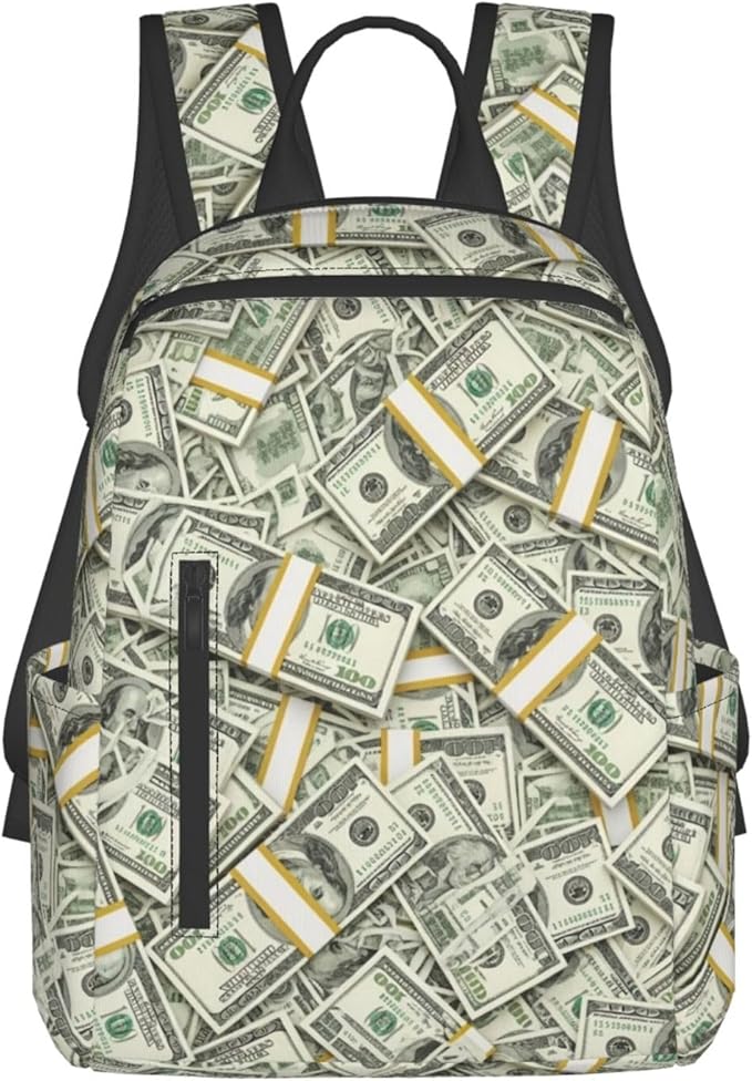 Lightweight Casual Laptop Backpack for Men and Women money american bill dollar Bookbag for College