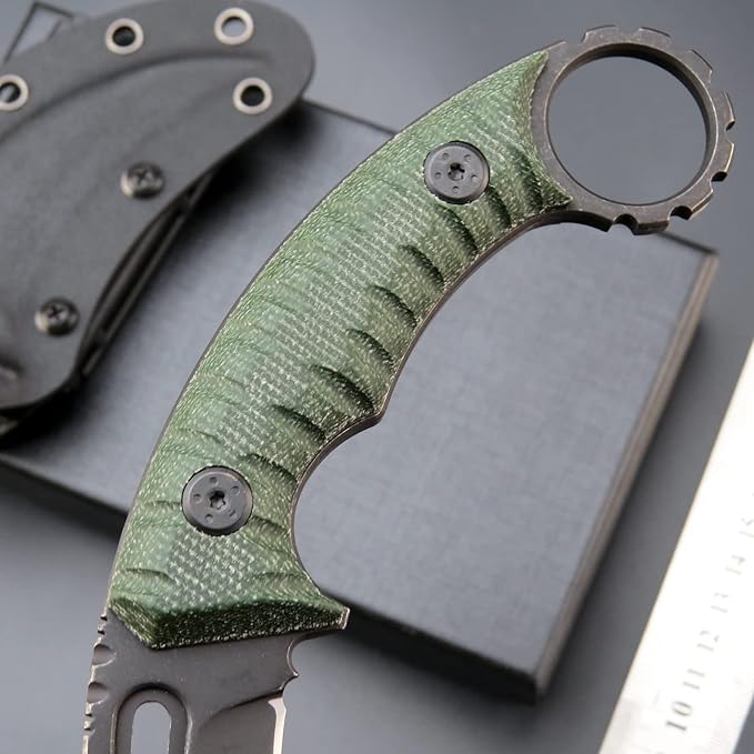 C1112 Fixed knifeFixed Blade KnifeD2 Steel Blade +G10 Handle Outdoor Camping KnivesEDC Tool Knifes with Kydex Sheaths(Green)