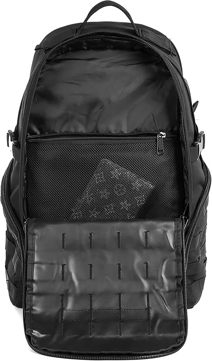 K-Cliffs Heavy Duty Backpack Student Laptop Travel Rucksack Deluxe School Bookbag Molle Tactical Hiking Daypack Black