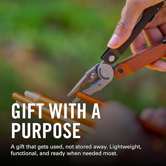 LEATHERMAN Rebar Multitool with Premium Replaceable Wire Cutters and Saw Heathered Cranberry