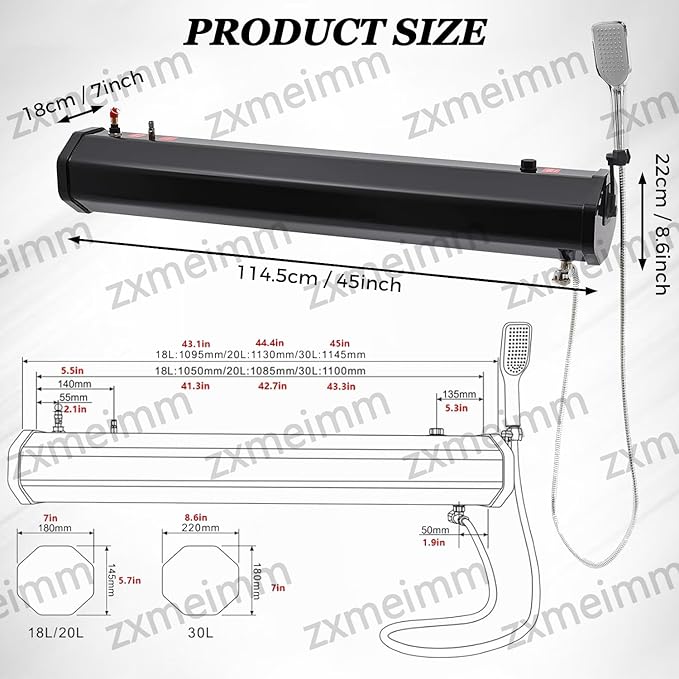 Pressurized Water Tank for Camping ShowerOff Road Shower for Overlanding Portable Water Storage Mount on BumperRoof Rack Mount for VehiclesTrucks 20L