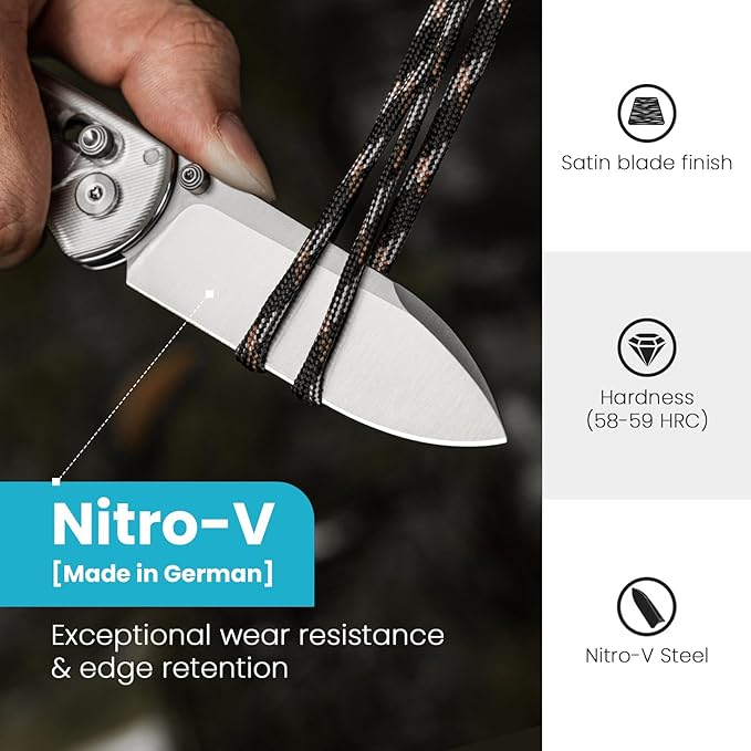Kizer Drop Bear EDC Pocket Knife 2.98” Nitro-V Steel Blade Acrylic Handle Folding Knife with Thumb Stud Opener Clutch Lock Knife for Men Women Gift V3619A1