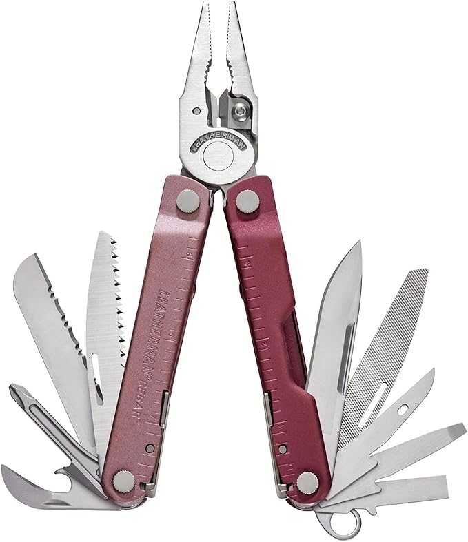 LEATHERMAN Rebar Multitool with Premium Replaceable Wire Cutters and Saw Heathered Cranberry