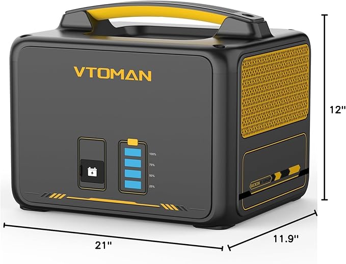 VTOMAN Jump600X 600W Portable Power Station with 640Wh Extra Battery 939Wh Solar Generator LiFePO4 Battery Peak 1200W AC Outlet PD 60W USB-C 3x12V/10A DC for Outdoor Camping Off-grid Home Backup