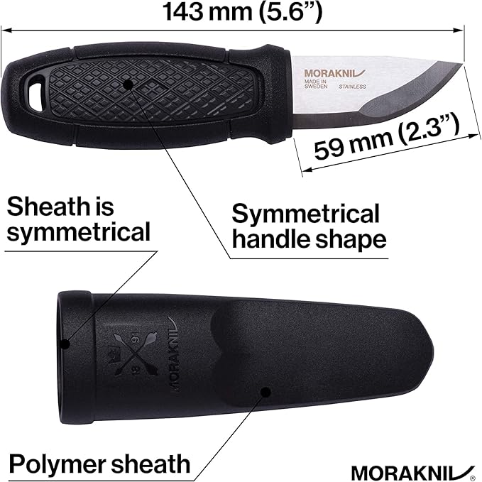 Morakniv Eldris Fixed-Blade Pocket-Sized Knife with Sandvik Stainless Steel Blade Lanyard and Firestarter 2.2-Inch