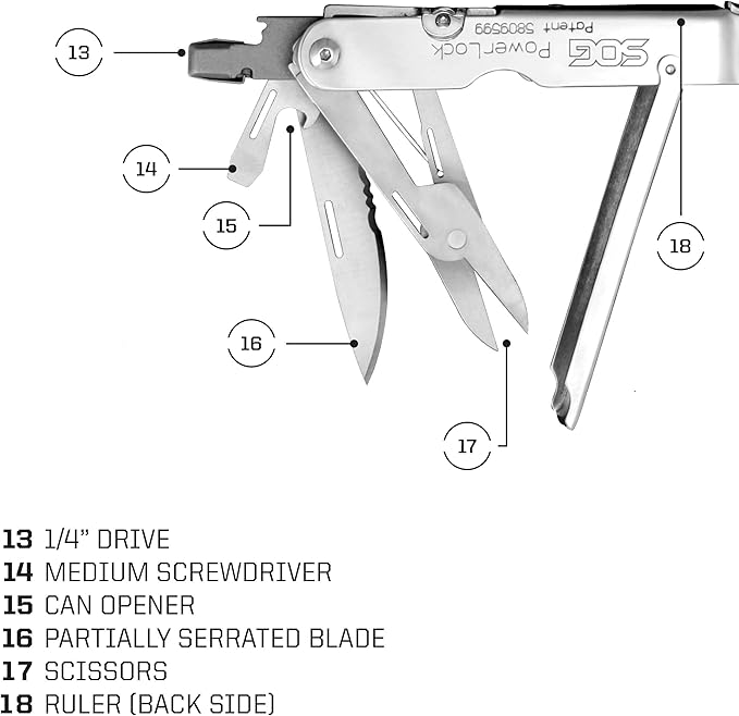 SOG Powerlock Heavy Duty 18 Multitool Pliers with Ballistic Nylon Sheath (Satin)