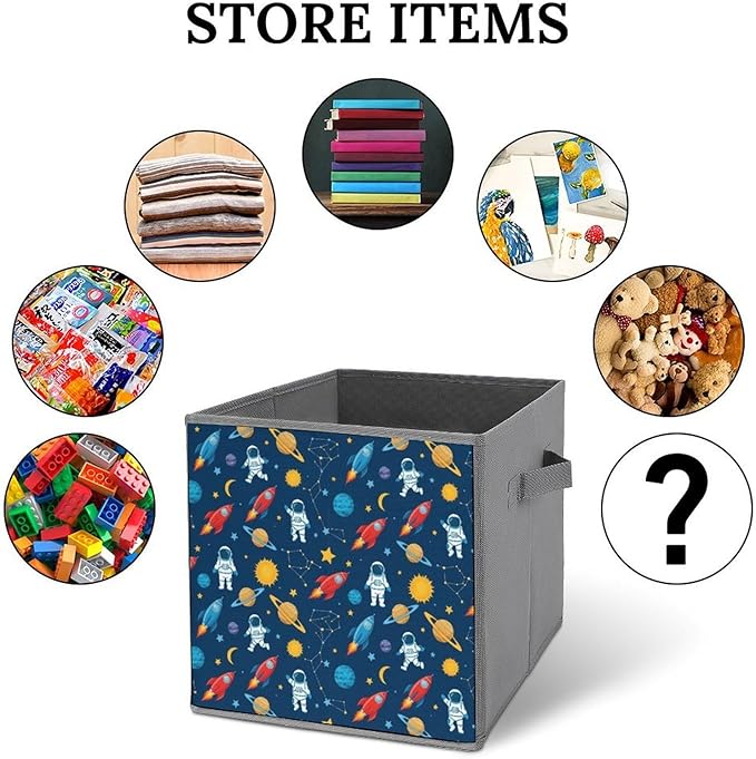 Convenient Closet Organizer Bins Outer Space Pattern Foldable Storage Cubes for Clothes Shoes Neat Storage Solution
