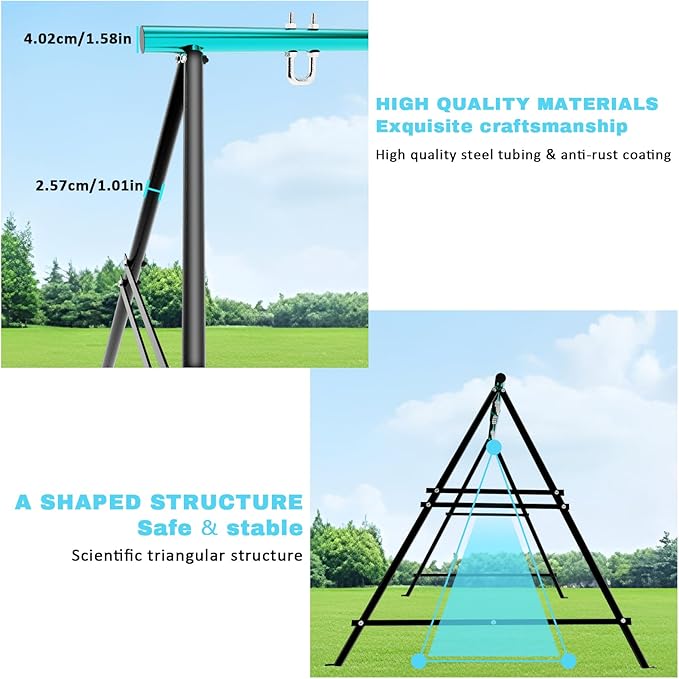Swing Stand Frame Swing Sets for Backyard Hammock Chair Stand Only Max Load 550Lbs for Patio Playground Park(Swing not Included)