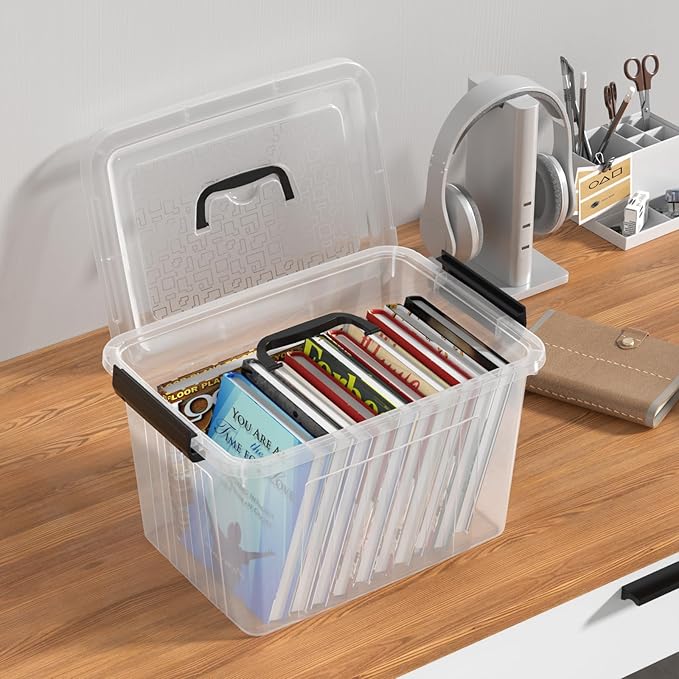 18 Quart Clear Storage Bin with Lid 4-Pack Plastic Storage Latch Box with Handles