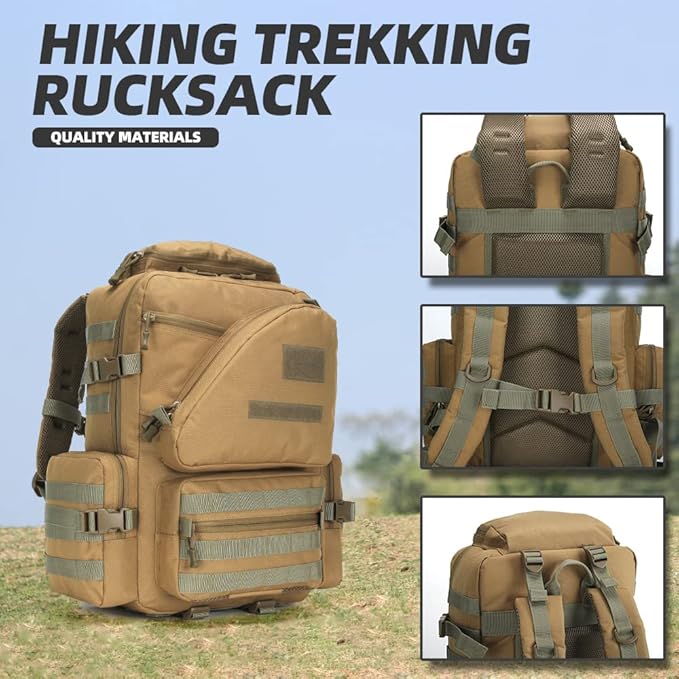Lovelinks21 Hiking Trekking Rucksack Military Hiking Backpack 3 Day Molle Assault Pack Waterproof EDC Bag for Outdoor
