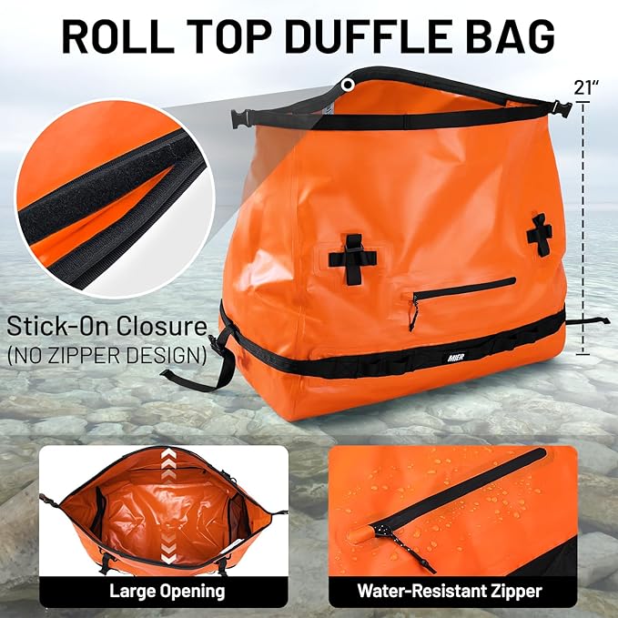 MIER Waterproof Duffel Bag Motorcycle Dry Bag Backpack Large Roll-Top Heavy Duty Dry Duffle Bags for Kayaking Camping Boating Gym Beach Cruise Ship 60L/80L
