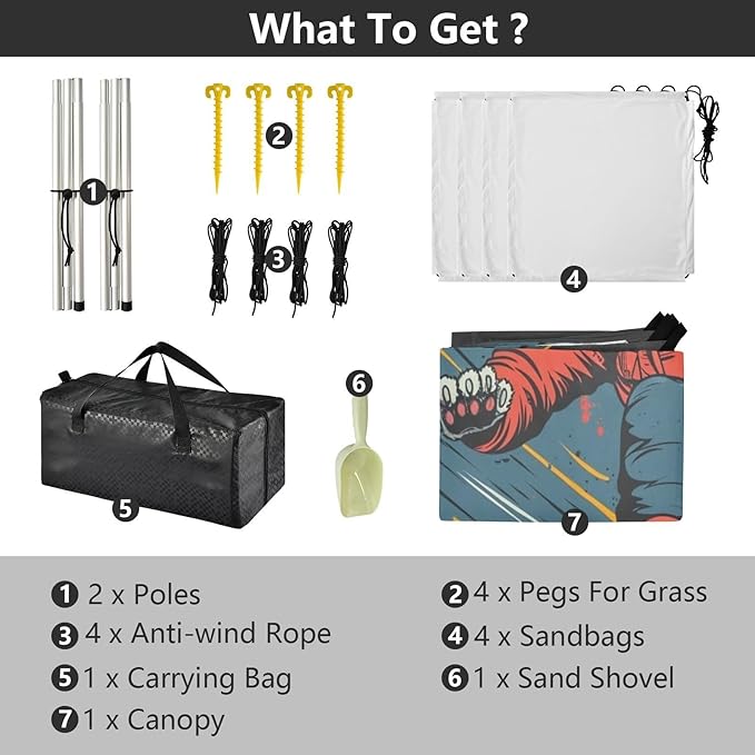 ALAZA Cat Kitten Astronaut Skateboard Beach Tent Sun Shelter UPF50+ Protection Beach Shade Canopy w/ 4 Sandbags for Outdoor Camping Fishing Backyard Fun Picnic 10x9 ft