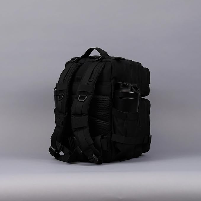 WOLFpak 25L Tactical Gym Backpack (Nightshade Edition) Durable 1000D Waterproof Oxford Material with MOLLE Webbing Laptop Pocket &amp Dual Cup Holders
