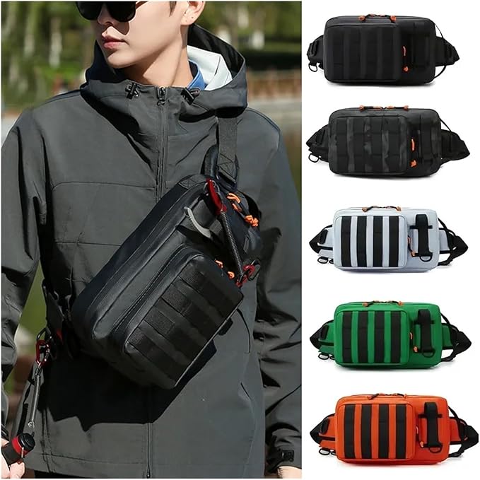 Outdoor Camping Chest Bag Tactical Shoulder Molle Waist Bags Fishing Lure Belt Pack Travel Sling Hiking Hunting Backpack Sac(Green)