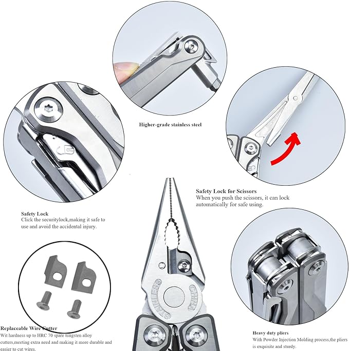 SQT2048-A 19-in-1 Multitool Gifts for Men Foldable &amp Self-Locking Professional Multitool for DIY Outdoor Camping and Home Repairs...
