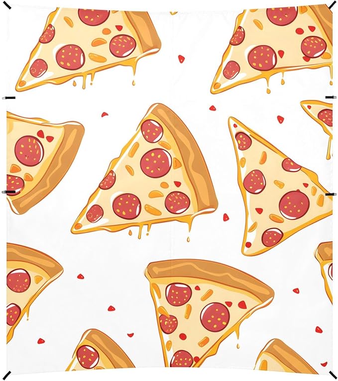 ALAZA Pepperoni Pizza Slices on White Pattern Beach Tent Sun Shelter Portable Canopy Sunshade for Outdoor Camping Picnics Backyard Fun 10x9 ft