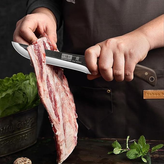 HOSHANHO Butcher Knife Set Hand Forged Butcher Chef Knife Set with Roll Bag Sharp Meat Cleaver Knife &amp Bone Chopper Knives &amp Fillet Knives for Home &amp Camping &amp BBQ Gift with Men