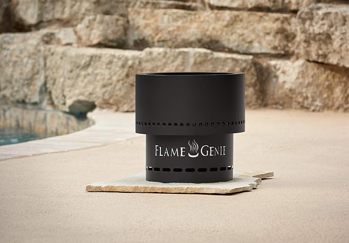 Flame Genie FG-16 13.5 Diameter Portable Pit Smoke Free Wood Pellet Fire Pit Smokeless Fire Pits for Outside Smokeless Firepit USA Made Black
