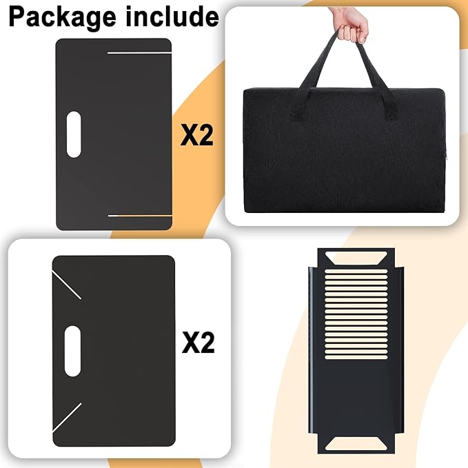 18 inch Fire Pit Outdoor Portable Firepit with BBQ Tray Detachable Camping Steel Fire Pits for Backyard Patio Picnic Bonfire Garden (Black-Small)