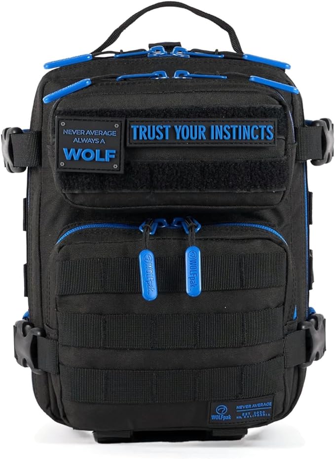 WOLFpak 9L Mini Tactical Backpack (Blue Wolf) | Compact Small Everyday Carry Bag for Gym School Travel | Durable Water-Resistant Daypack with Molle System and Patch Panel