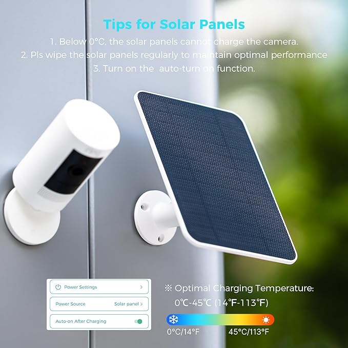 Vicohome 5V Solar Panels for Security Cameras for Bird Feeder 23% Energy Conversion Rate9.8Ft Cable USB C &amp Micro-USB Compatible Weather Resistant 360° Adjustable Bracket for Tapo Eufy Aosu .