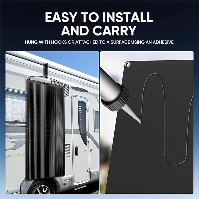 300 Watt Ultra Light Flexible Solar Panel Bendable All Black High Efficiency Monocrystalline Waterproof 24V/12V Perfect for RV Boat Van &amp Uneven Surfaces (Flexible-300W-3PACK)