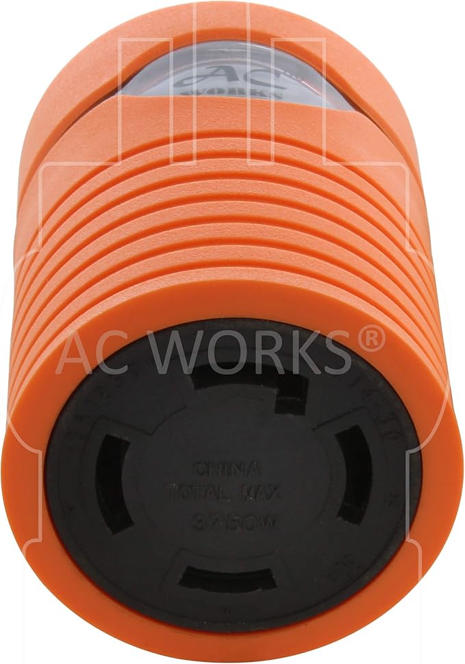 AC WORKS Generator to Transfer Switch L14-30 Inlet Box Adapter (L5-30 30Amp 3-Prong to L14-30 Compact)