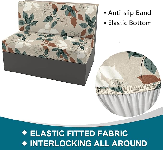 KRFOONN RV Dinette Cushion Covers Stretch Camper Cushions Covers Replacement Couch Cushion Slipcovers Washable Loveseat Slipcovers for Travel Trailer Couch (2 Backrest Cover &amp 2 Bench Cover 18)