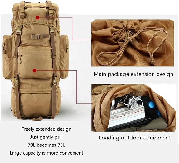 Hiking Backpack - Waterproof Backpack 100L Outdoor Mountaineering Bag Men and Women Travel Bag Large Capacity Tactical Mountain Travel Rucksack (Color : C Size : 100L)