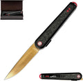 ALBATROSS Collector's Gift for Father's Day Mother's Day Gold Blade Folding Knife 3.3 D2 Steel Black Aluminum &amp Carbon Fiber Reversible Clip CNC Crafted Premium Gift Box