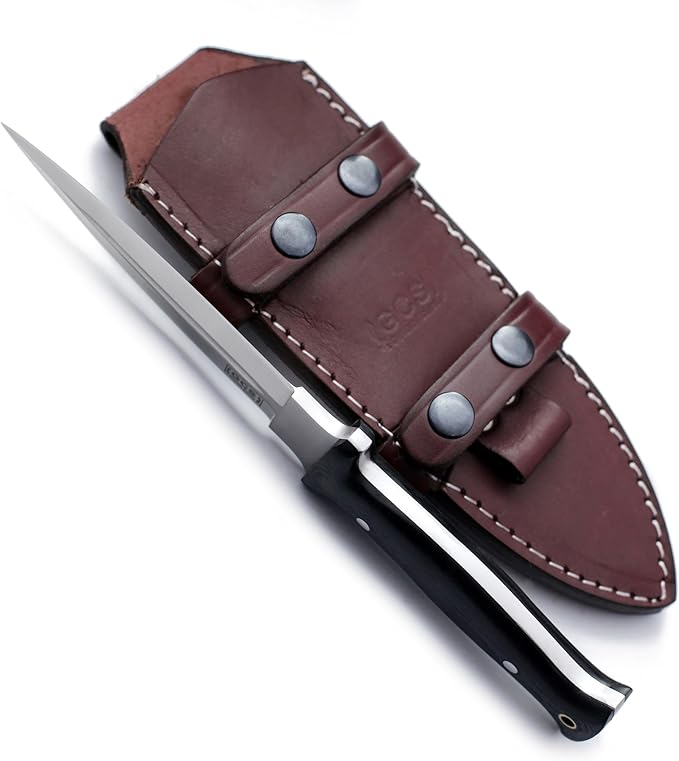 GCS Handmade Hunting Knife Full Tang Black Micarta Handle D2 Steel with Cowhide Right and Left Leather Sheath for Hunting Camping Bushcraft and EDC (GCS-234)