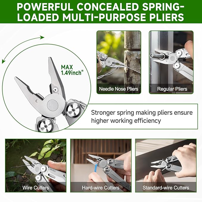 NexTool 14-in-1 Multi-Tool Stainless Steel Multitool Pliers with 80Cr14Mov Pocket Knife 2 Safety Locks and Huge Scissors EDC Multitool Utility Tool for Camping Outdoor Activities (Flagship Max)