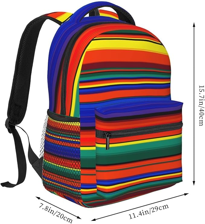 Mexican Serape Backpack Multipurpose Shoulder Bag Capacity Gym Outdoor Hiking Travel Camping Gym Daypack 16in
