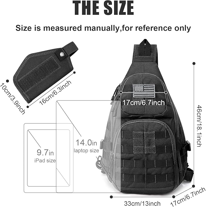 G4Free Tactical EDC Sling Backpack Military Rover Shoulder Sling Bag Pack with Pistol Holster for Concealed Carry | EDC Pack Pistol Holster Concealed Carry