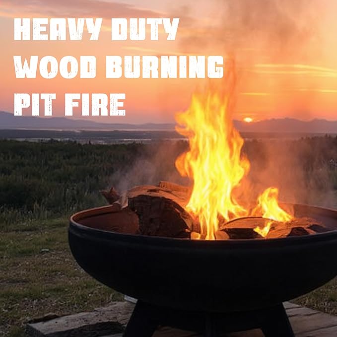 Liberty Fire Pit – Ohio Flame Wood Burning Outdoor Fire Pit - 36 Diameter with Hollow Base (Made in USA)