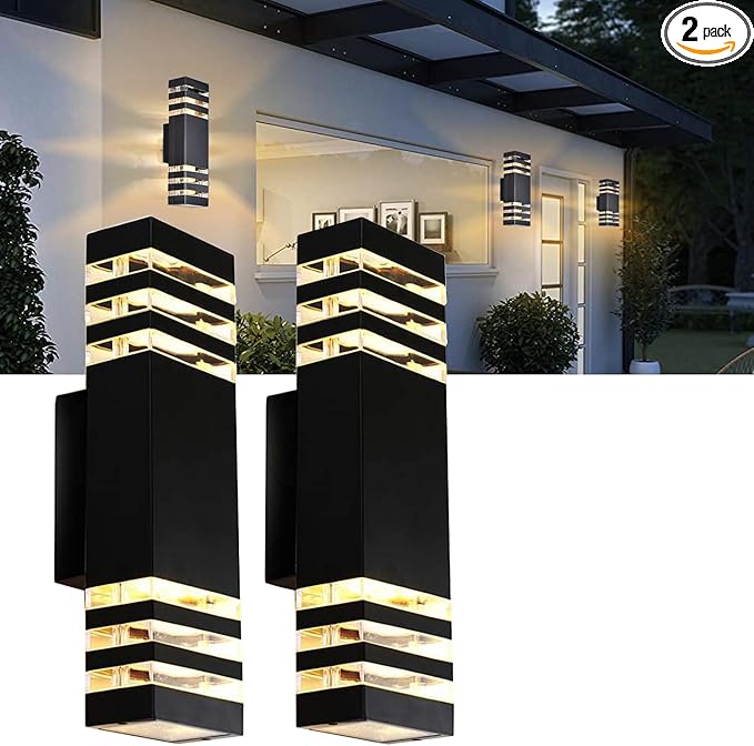 2Pack 15inch Outdoor LED Wall Lights4000K Day White Outdoor 18W Wall Light Aluminum Body Waterproof IP65 led Porch Light for House Patio Garage Garden.(No Sensor)