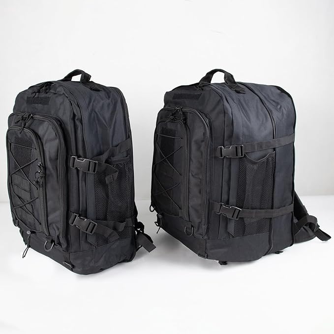 Large Expandable Tactical Backpack for Men Military Backpacks 40-64L 3 Day Assault Pack Molle Bag For Outdoor Adventures Car Travel Backpacks Black